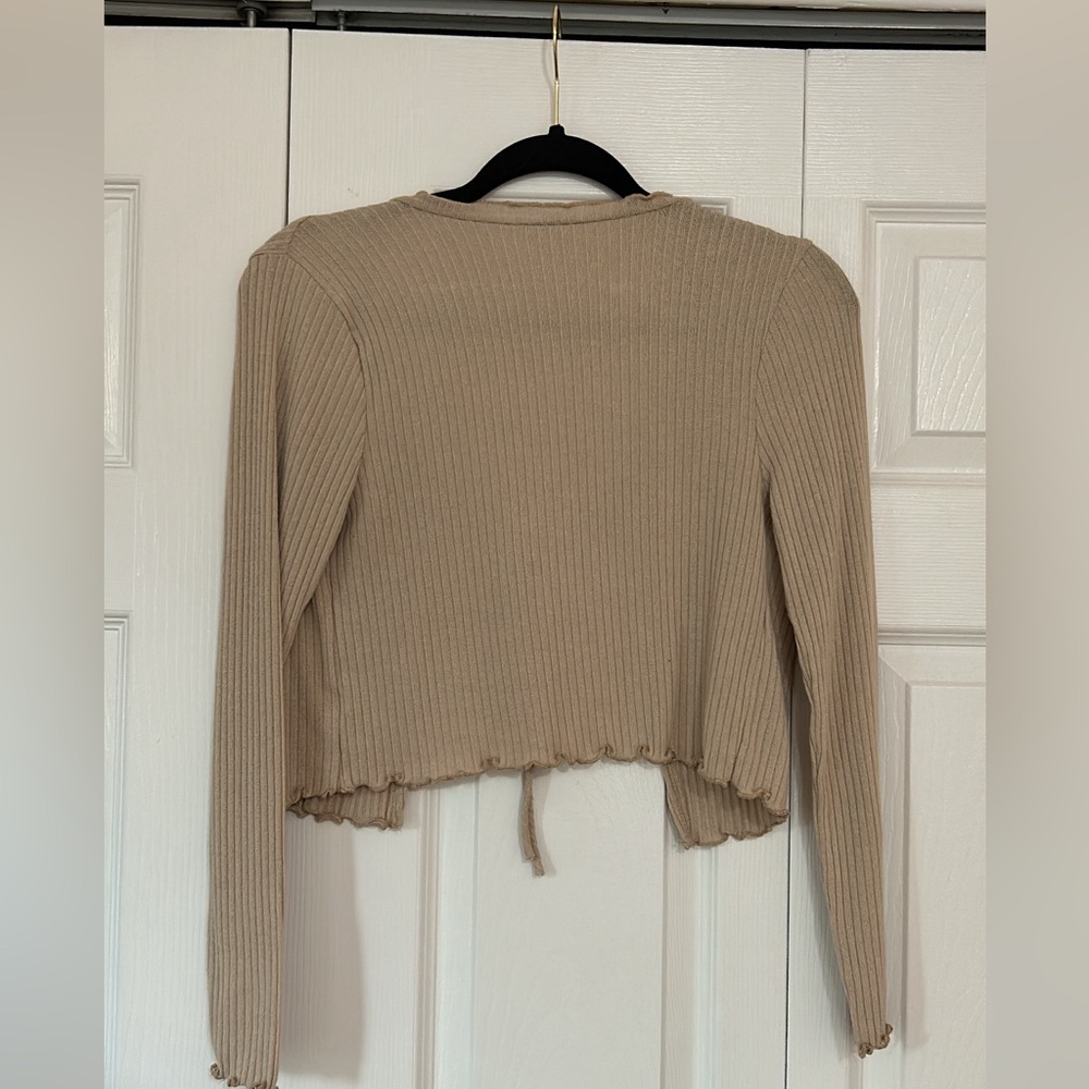 Tan front tie top